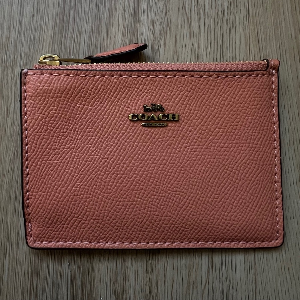 COACH crossgrain leather card case holder